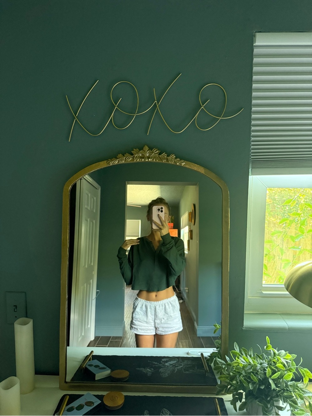 Urban Outfitters Forest Green Cropped Long-Sleeve Top